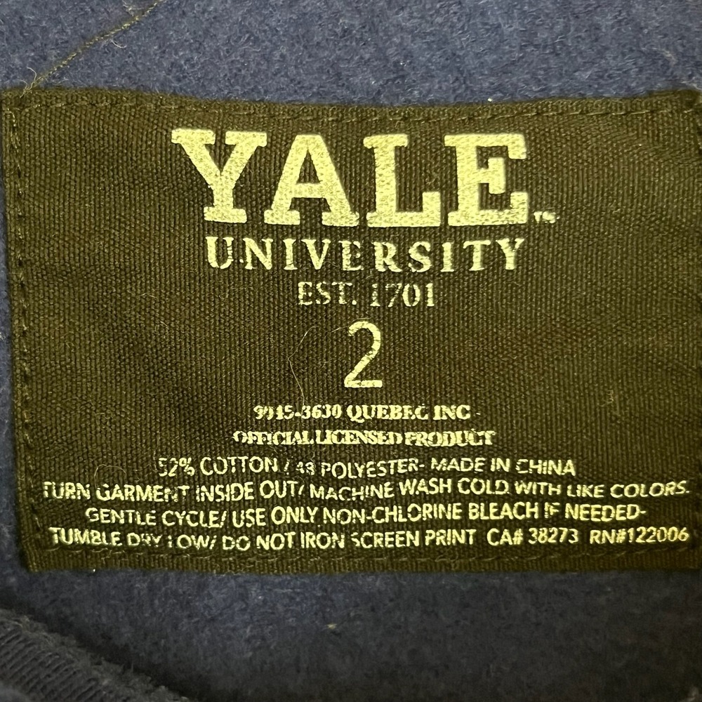 Yale University Bulldog Hoodie Sweatshirt Collegiate Pullover Navy Blue 2X 18/20 - Picture 2 of 4